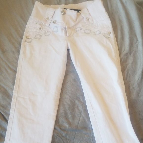 White Embellished Denim jeans - Picture 3 of 8